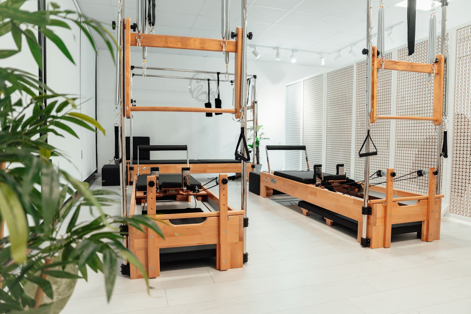 Reformer beds in a bright, quiet studio